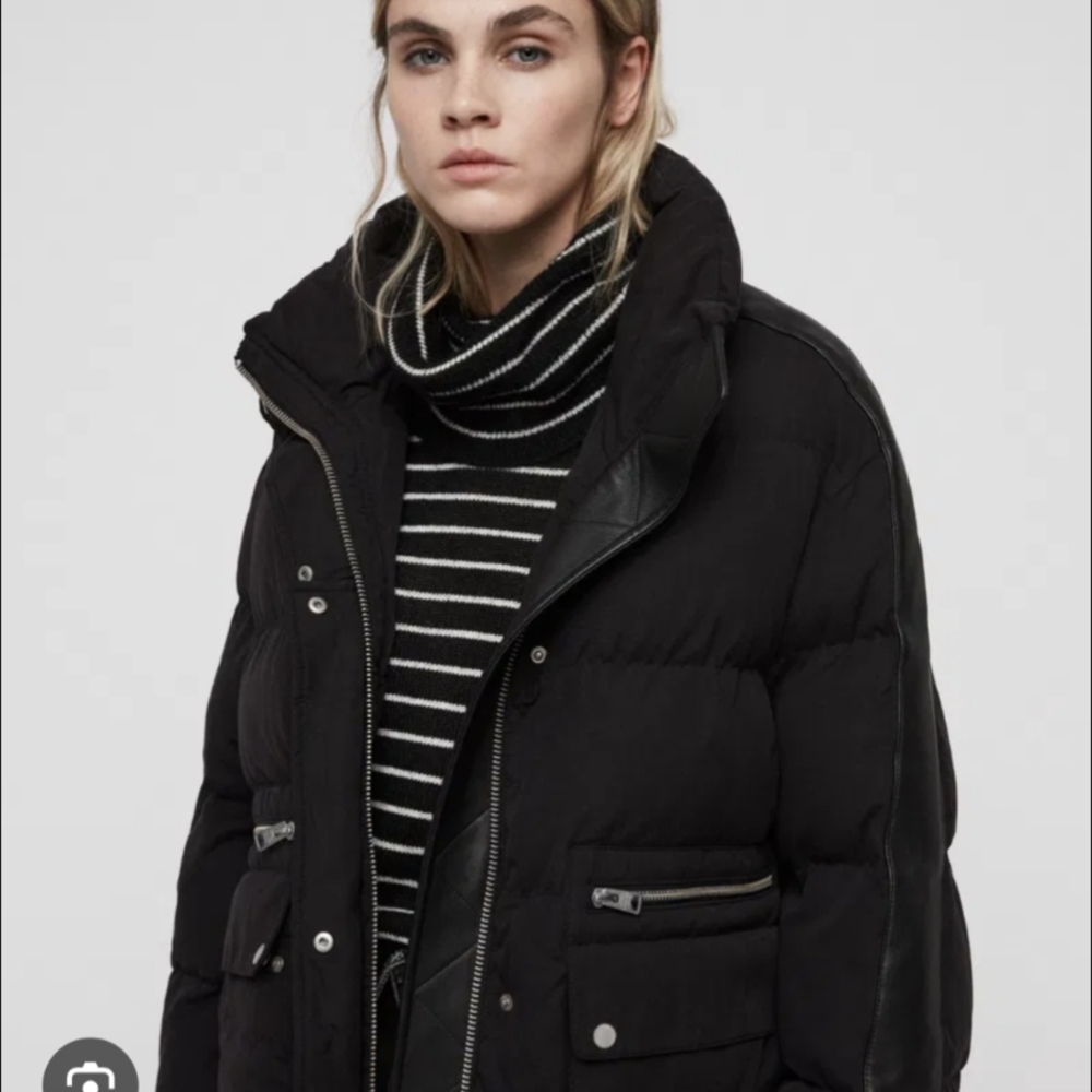All Saints "Kyle" Black Puffer Jacket